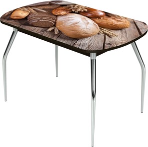 Кухонный раздвижной стол Ривьера исп.1 ноги метал. крашеные №24 Фотопечать (Хлеб №1) в Стерлитамаке