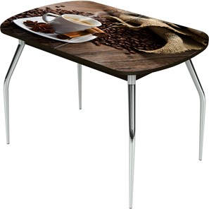 Кухонный стол раздвижной Ривьера исп.1 ноги метал. крашеные №24 Фотопечать (Кофе №22) в Стерлитамаке