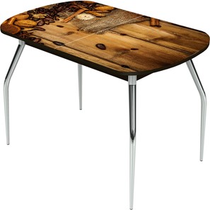 Кухонный раскладной стол Ривьера исп.1 ноги метал. крашеные №24 Фотопечать (Кофе №25) в Стерлитамаке