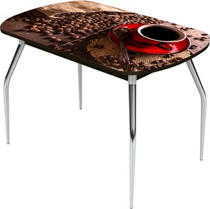 Кухонный раздвижной стол Ривьера исп.1 ноги метал. крашеные №24 Фотопечать (Кофе №4) в Стерлитамаке