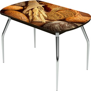 Кухонный стол раздвижной Ривьера исп.2 ноги  хром. №5 Фотопечать (Хлеб №7) в Стерлитамаке