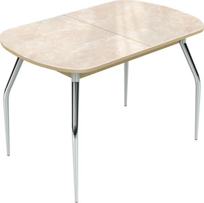 Раздвижной стол Ривьера исп.2 ноги метал. крашеные №24 Фотопечать (Мрамор №6) в Стерлитамаке