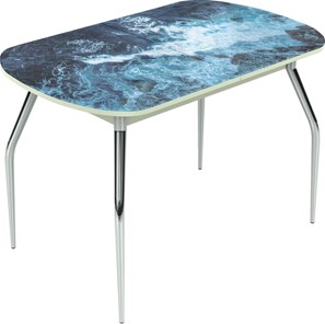 Раздвижной стол Ривьера исп.2 ноги метал. крашеные №24 Фотопечать (Вода №15) в Стерлитамаке