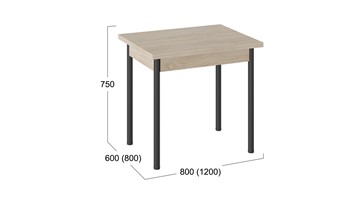 Кухонный стол раздвижной Родос тип 2 с опорой d40 (Черный муар/Дуб Сонома) в Салавате - предосмотр 2