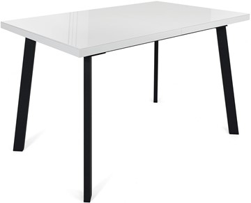 Раздвижной стол Сальвадор-1G (ноги черные, стекло cristal/белый цемент) в Уфе