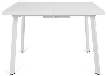 Кухонный раскладной стол Сальвадор-1G (ноги белые, стекло cristal/белый цемент) в Стерлитамаке - предосмотр 1