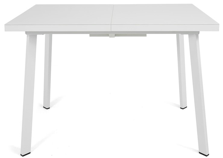 Кухонный раскладной стол Сальвадор-1G (ноги белые, стекло cristal/белый цемент) в Уфе - изображение 1