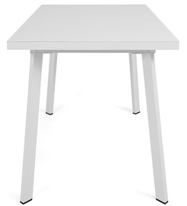 Кухонный раскладной стол Сальвадор-1G (ноги белые, стекло cristal/белый цемент) в Стерлитамаке - предосмотр 2