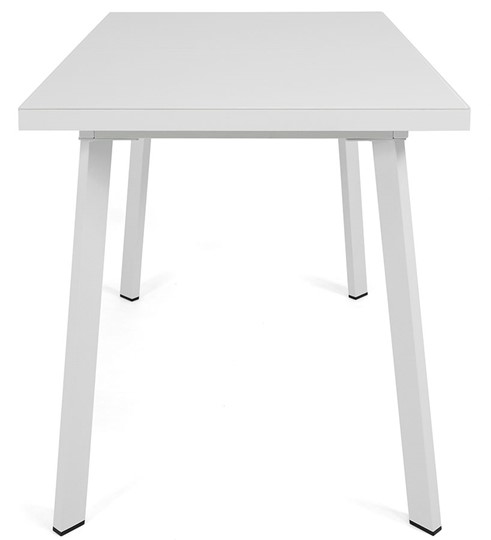 Кухонный раскладной стол Сальвадор-1G (ноги белые, стекло cristal/белый цемент) в Уфе - изображение 2