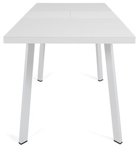 Кухонный стол раскладной Сальвадор-2G (ноги белые, стекло cristal/белый цемент) в Стерлитамаке - предосмотр 4