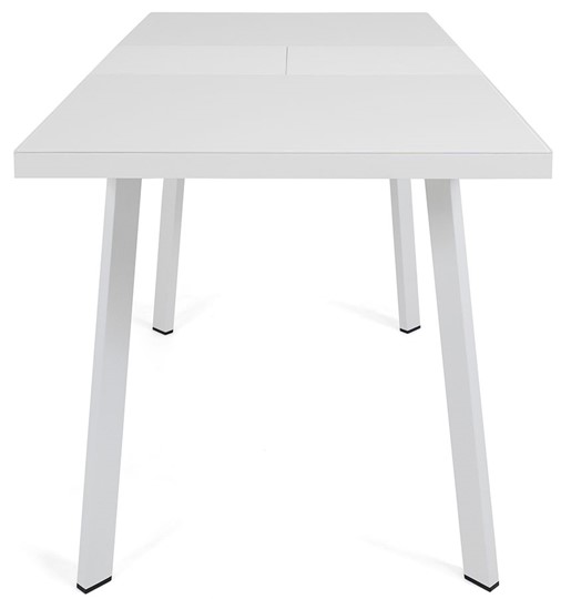 Кухонный стол раскладной Сальвадор-2G (ноги белые, стекло cristal/белый цемент) в Уфе - изображение 4