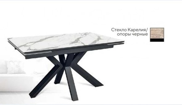 Стол раздвижной SFE 140, керамика карелия мрамор/ножки черные в Стерлитамаке - изображение