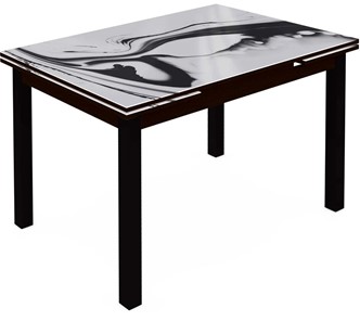 Кухонный стол раздвижной Шанхай исп.2 ноги хром №10 (Exclusive h187/черный) в Уфе