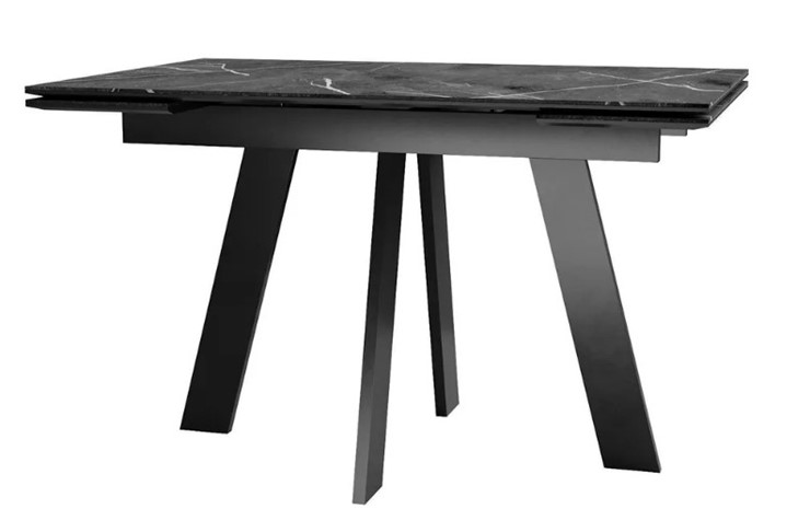Стол раздвижной SKM 120, керамика черный мрамор/подстолье черное/ножки черные в Стерлитамаке - изображение 1