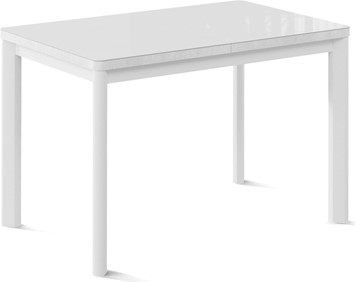 Раздвижной стол Токио-1G (ноги металлические белые, cтекло cristal/белый цемент) в Уфе