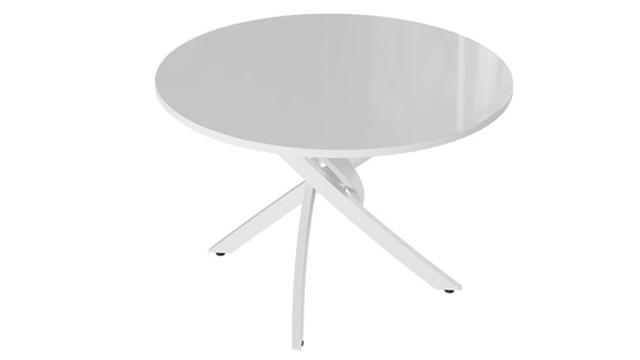 Стол на кухню Diamond тип 2 (Белый муар/Белый глянец) в Стерлитамаке - изображение