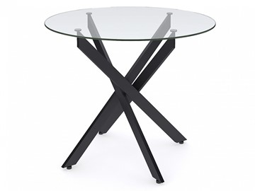 Стол обеденный круглый Dikline R900 стекло/ножки черный металл в Уфе