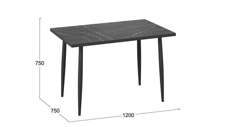 Кухонный обеденный стол Невада ДП1-02-08 (Черный мрамор/Черный матовый) в Уфе - изображение 3