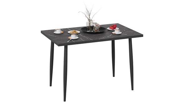 Кухонный обеденный стол Невада ДП1-02-08 (Черный мрамор/Черный матовый) в Салавате - изображение