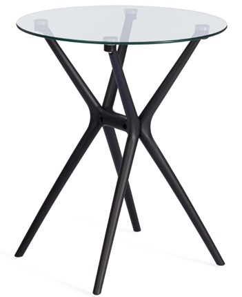 Кухонный обеденный стол PARNAVAZ (mod. 29) пластик/стекло, 60х60х70,5 прозрачный/черный арт.19698 в Стерлитамаке - изображение
