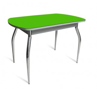 Обеденный стол ПГ-04 СТ белое/оранжевое/хром фигурные в Уфе - предосмотр 1