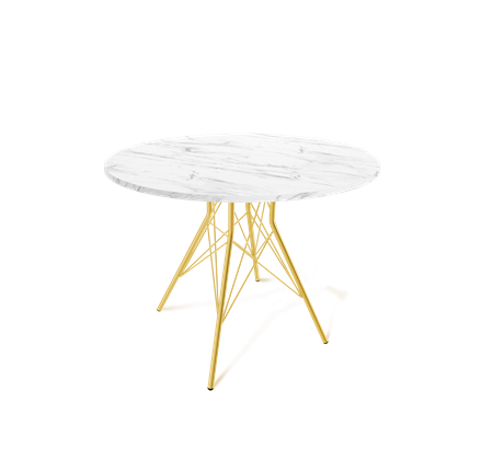 Кухонный обеденный стол SHT-TU2-1 / SHT-TT 90 ЛДСП (мрамор кристалл/золото) в Стерлитамаке - изображение
