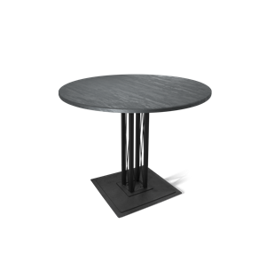 Круглый стол на кухню SHT-TU6-BS1 / SHT-TT 90 МДФ (каменный уголь/черный) в Стерлитамаке