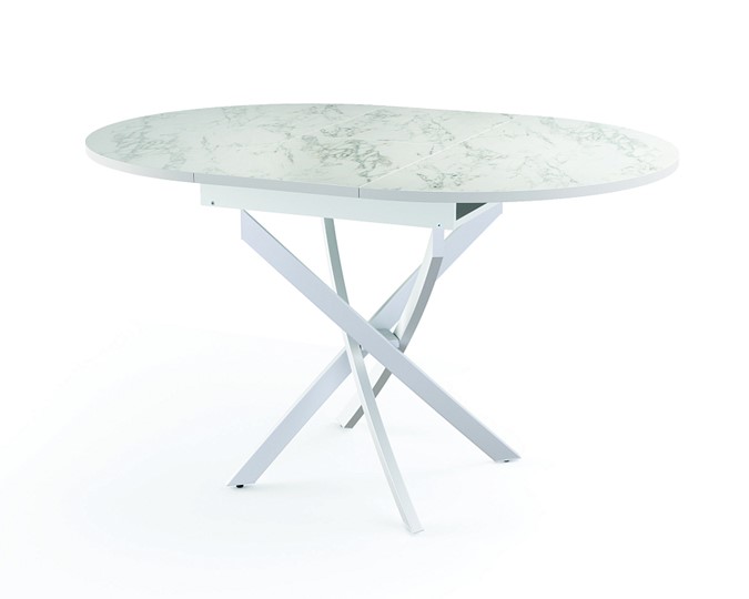 Кухонный стол 55.04 Адажио, мрамор белый/белый/металл белый в Стерлитамаке - изображение 1