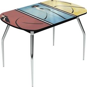 Обеденный раздвижной стол Ривьера исп.2 хром №5 (Exclusive h130/черный) в Стерлитамаке