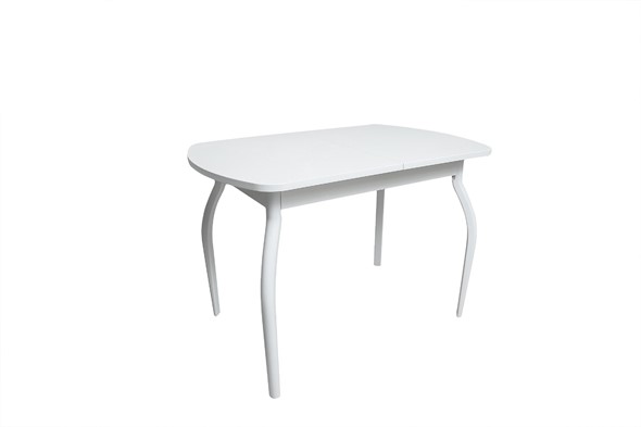 Кухонный стол раскладной ПГ-01СТ белое/белое/крашенные фигурные в Стерлитамаке - изображение