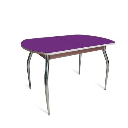 Кухонный раздвижной стол ПГ мини СТ2, дуб молочный/фиолетовое стекло/35 хром гнутые металл в Стерлитамаке - изображение