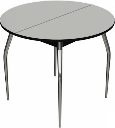 Кухонный стол раздвижной Ривьера исп. круг хром №5 (стекло белое/черный) в Уфе - изображение