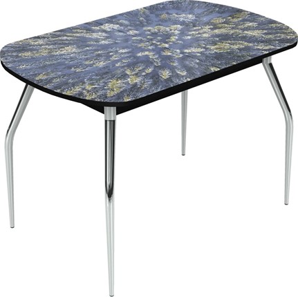 Кухонный раздвижной стол Ривьера исп.2 хром №5 (Exclusive h167/черный) в Стерлитамаке - изображение