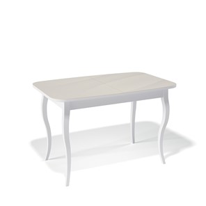 Обеденный раздвижной стол Kenner 1200C (Белый/Стекло крем глянец) в Уфе