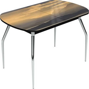 Раздвижной стол Ривьера исп.2 хром №5 (Exclusive h184/черный) в Стерлитамаке