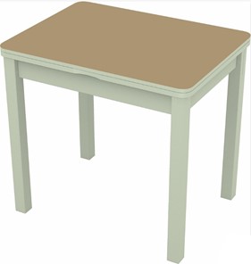 Кухонный стол раскладной Бари дерево №8 (стекло капучино/белый) в Уфе