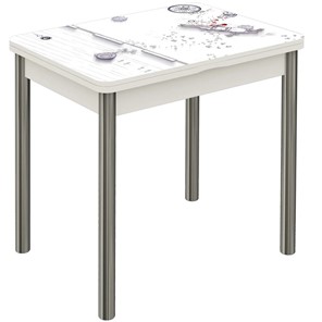 Раздвижной стол Бари хром №6 (Exclusive h174/белый) в Стерлитамаке