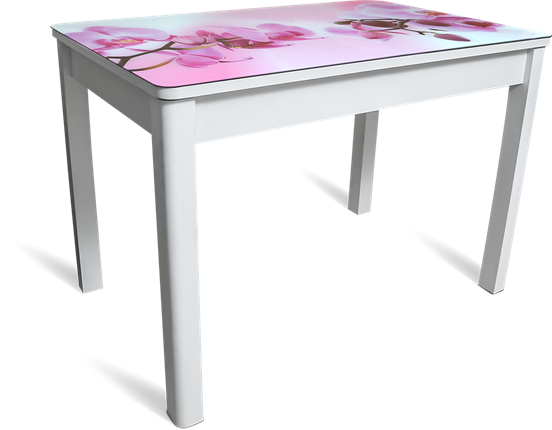 Раздвижной стол Айсберг-01 СТФ, белое лдсп/орхидея/40 прямые массив белые в Стерлитамаке - изображение