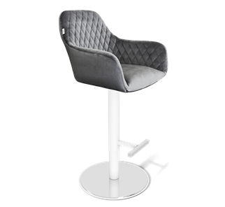Барный стул SHT-ST38 / SHT-S128 (угольно-серый/хром/белый муар) в Стерлитамаке