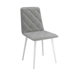 Обеденный стул Антика, велюр тенерифе грей/Цвет металл белый в Стерлитамаке