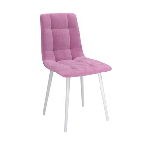 Обеденный стул Белла, велюр тенерифе розовый/Цвет металл белый в Уфе