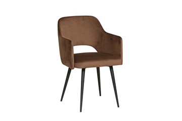 Обеденный стул Берта, велюр тенерифе шоколад/Цвет металл черный в Уфе
