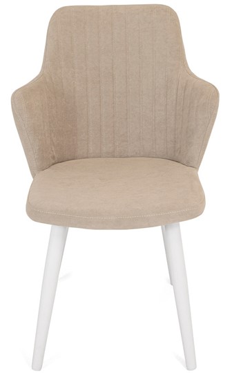 Обеденный стул Йорк, ноги белые круглые XXL (R38)/велюр T170 Бежевый в Стерлитамаке - изображение 1