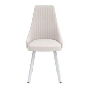 Обеденный стул Лион, велюр тенерифе крем/Цвет металл белый в Стерлитамаке - предосмотр 1
