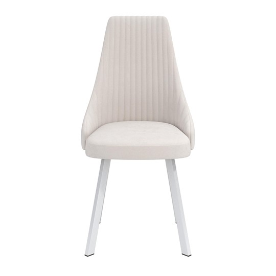 Обеденный стул Лион, велюр тенерифе крем/Цвет металл белый в Уфе - изображение 1
