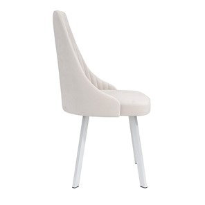 Обеденный стул Лион, велюр тенерифе крем/Цвет металл белый в Стерлитамаке - предосмотр 2