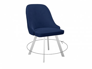 Кухонный стул 266 поворотный, микровелюр K17 синий, ножки белые в Уфе