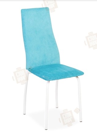 Обеденный стул Волна, каркас металл белый, инфинити бирюза в Стерлитамаке - изображение