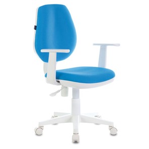 Кресло компьютерное Brabix Fancy MG-201W (с подлокотниками, пластик белый, голубое) в Стерлитамаке