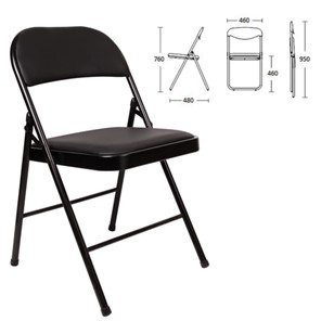 Офисный стул складной Brabix Golf Plus CF-003 Комфорт (черный каркас, кожзам черный) 531566 в Стерлитамаке - предосмотр